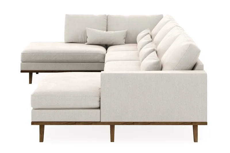 Copenhagen 5-seters Venstrevendt U-formet Sofa med Divan og Sjeselong i Fløyel - Kremhvit - Møbler - Sofaer - U-sofa