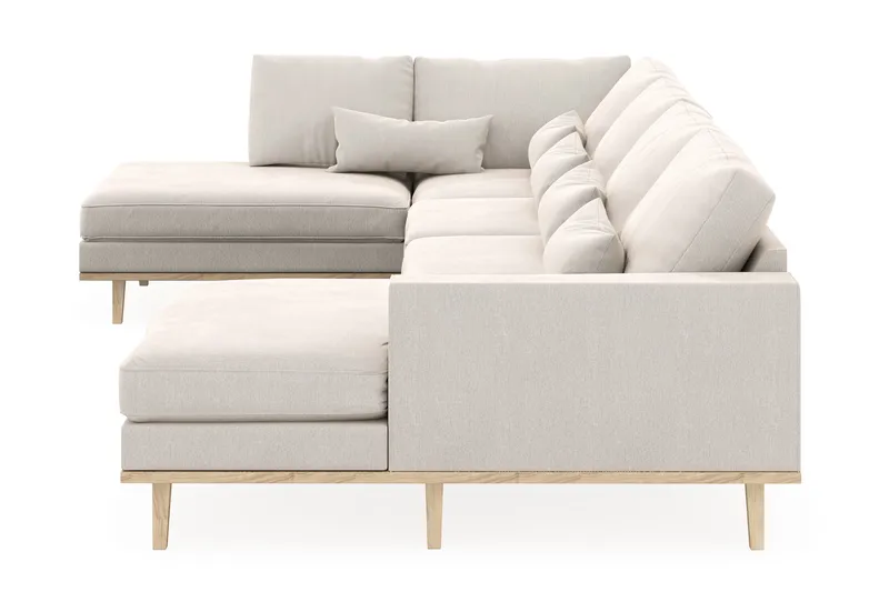 Copenhagen 5-seters Venstrevendt U-formet Sofa med Divan og Sjeselong i Fløyel - Kremhvit - Møbler - Sofaer - U-sofa