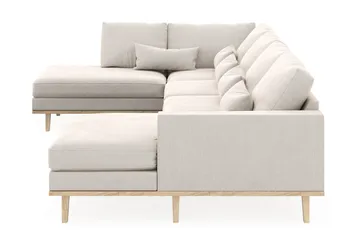 Copenhagen 5-seters Venstrevendt U-formet Sofa med Divan og Sjeselong i Fløyel - Kremhvit - Møbler - Sofaer - U-sofa