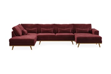 Copenhagen 5-seters Venstrevendt U-formet Sofa med Divan og Sjeselong i Fløyel