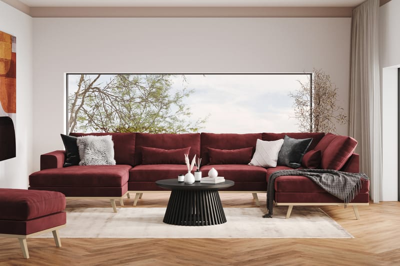 Copenhagen 5-seters Venstrevendt U-formet Sofa med Divan og Sjeselong i Fløyel - Lilla - Møbler - Sofaer - U-sofa