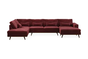 Copenhagen 5-seters Venstrevendt U-formet Sofa med Divan og Sjeselong i Fløyel