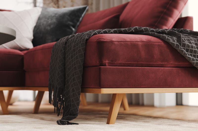 Copenhagen 5-seters Venstrevendt U-formet Sofa med Divan og Sjeselong i Fløyel - Lilla - Møbler - Sofaer - U-sofa