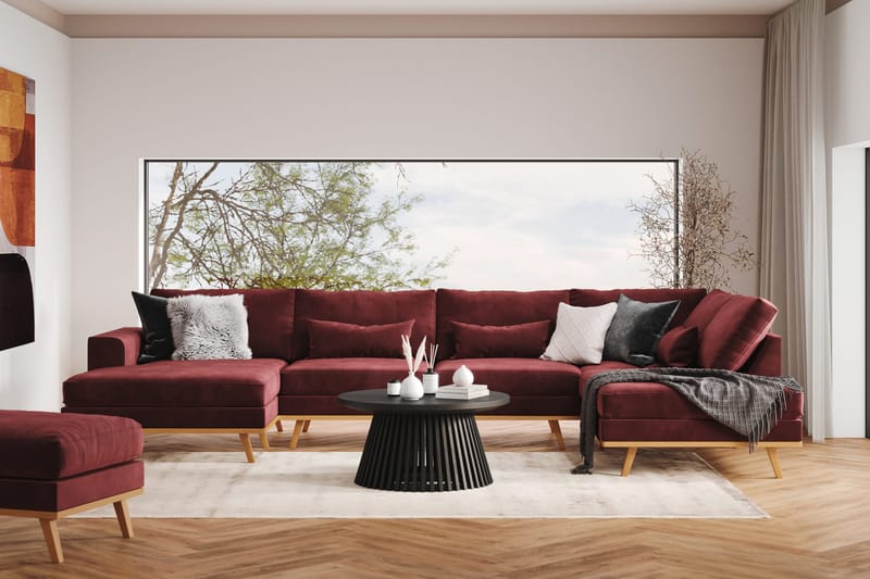 Copenhagen 5-seters Venstrevendt U-formet Sofa med Divan og Sjeselong i Fløyel - Lilla - Møbler - Sofaer - U-sofa