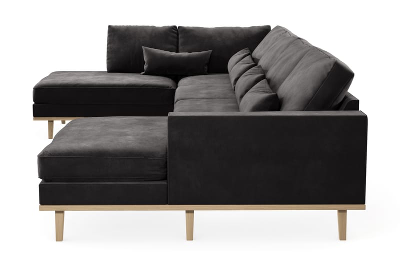 Copenhagen 5-seters Venstrevendt U-formet Sofa med Divan og Sjeselong i Fløyel - Mørk grå - Møbler - Sofaer - U-sofa