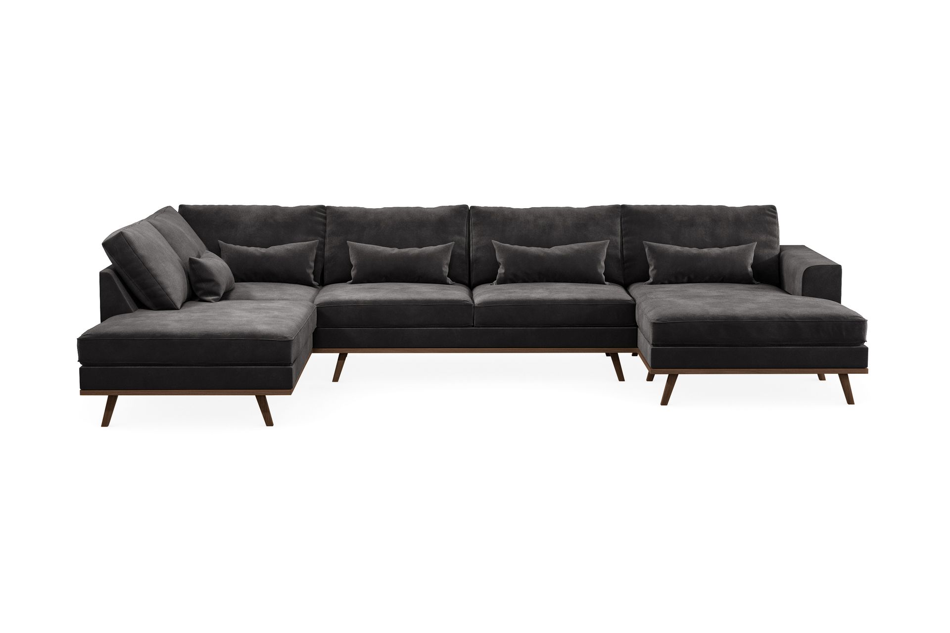 Copenhagen 5-seters Venstrevendt U-formet Sofa med Divan og Sjeselong i Fløyel - Mørk grå - Møbler - Sofaer - U-sofa