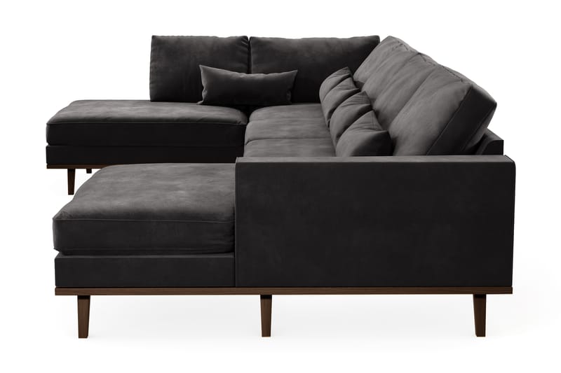 Copenhagen 5-seters Venstrevendt U-formet Sofa med Divan og Sjeselong i Fløyel - Mørk grå - Møbler - Sofaer - U-sofa