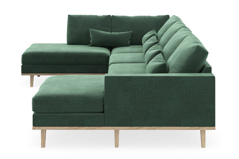 Copenhagen 5-seters Venstrevendt U-formet Sofa med Divan og Sjeselong i Fløyel - Mørk grønn - Møbler - Sofaer - U-sofa