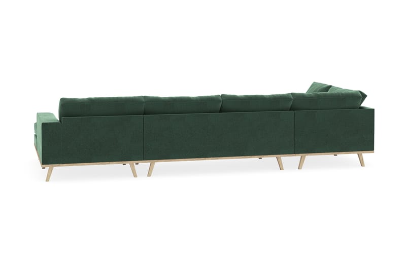 Copenhagen 5-seters Venstrevendt U-formet Sofa med Divan og Sjeselong i Fløyel - Mørk grønn - Møbler - Sofaer - U-sofa