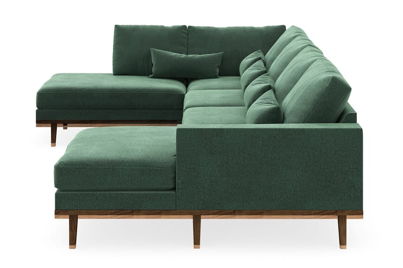 Copenhagen 5-seters Venstrevendt U-formet Sofa med Divan og Sjeselong i Fløyel - Mørk grønn - Møbler - Sofaer - U-sofa