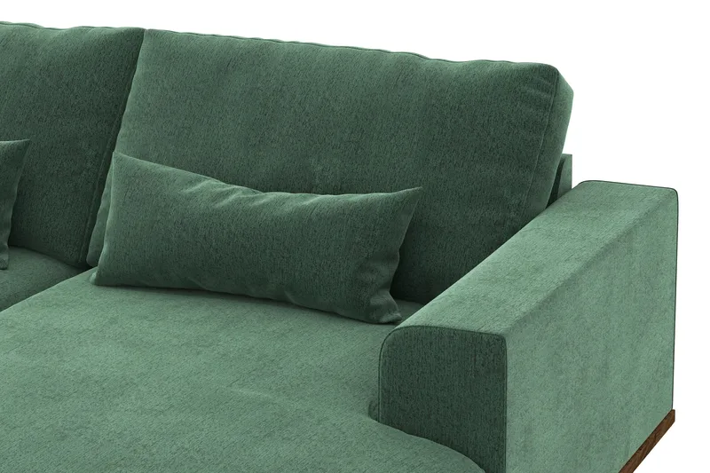 Copenhagen 5-seters Venstrevendt U-formet Sofa med Divan og Sjeselong i Fløyel - Mørk grønn - Møbler - Sofaer - U-sofa