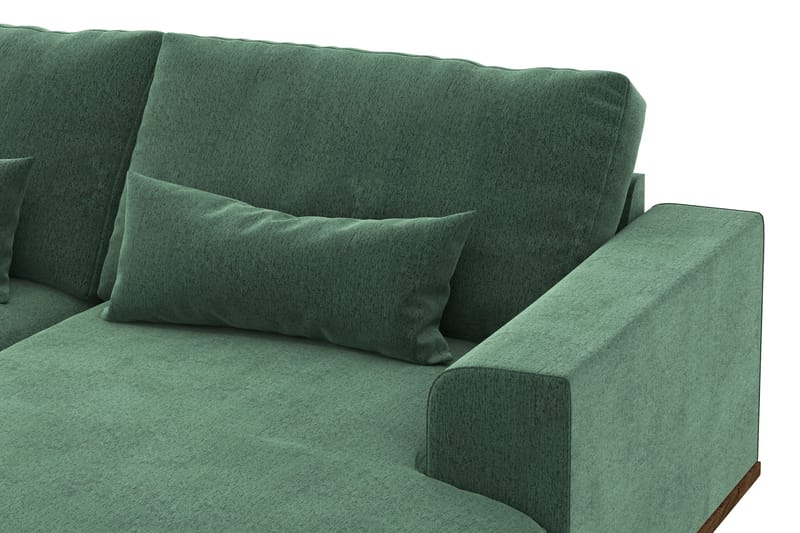 Copenhagen 5-seters Venstrevendt U-formet Sofa med Divan og Sjeselong i Fløyel - Mørk grønn - Møbler - Sofaer - U-sofa