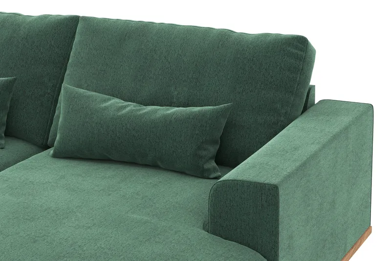 Copenhagen 5-seters Venstrevendt U-formet Sofa med Divan og Sjeselong i Fløyel - Mørk grønn - Møbler - Sofaer - U-sofa