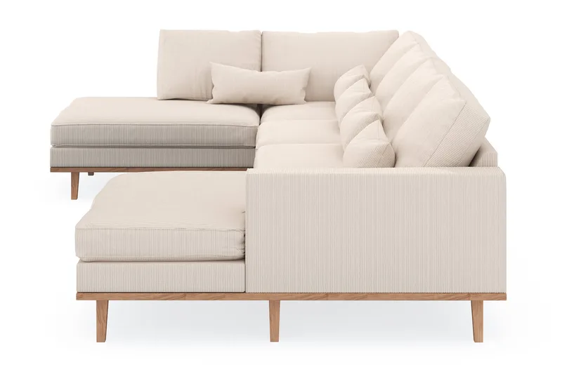 Copenhagen 5-seters Venstrevendt U-formet Sofa med Divan og Sjeselong i Manchester - Beige - Møbler - Sofaer - U-sofa