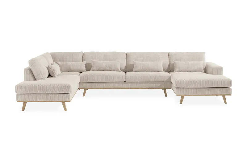 Copenhagen 5-seters Venstrevendt U-formet Sofa med Divan og Sjeselong i Manchester - Beige - Møbler - Sofaer - U-sofa
