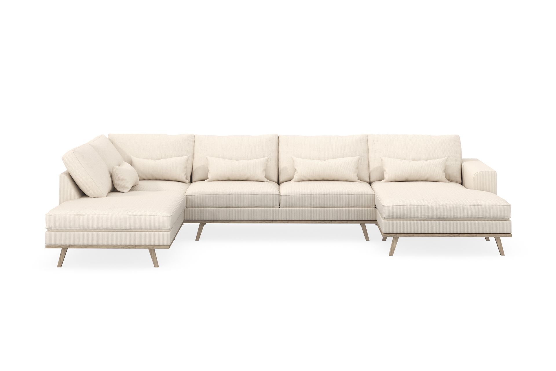 Copenhagen 5-seters Venstrevendt U-formet Sofa med Divan og Sjeselong i Manchester - Beige - Møbler - Sofaer - U-sofa