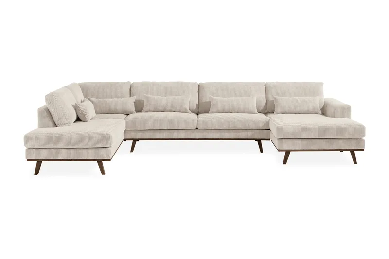 Copenhagen 5-seters Venstrevendt U-formet Sofa med Divan og Sjeselong i Manchester - Beige - Møbler - Sofaer - U-sofa