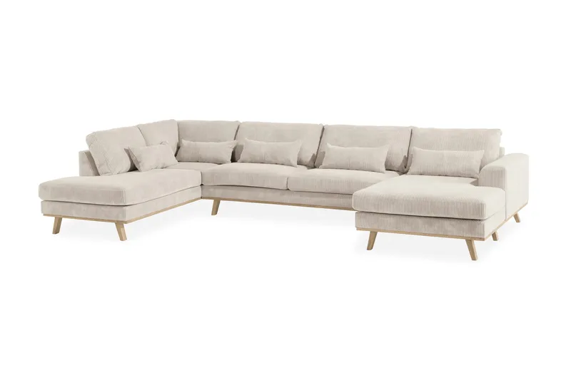 Copenhagen 5-seters Venstrevendt U-formet Sofa med Divan og Sjeselong i Manchester - Beige - Møbler - Sofaer - U-sofa