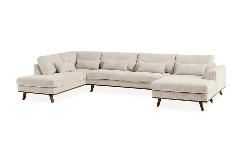 Copenhagen 5-seters Venstrevendt U-formet Sofa med Divan og Sjeselong i Manchester - Beige - Møbler - Sofaer - U-sofa