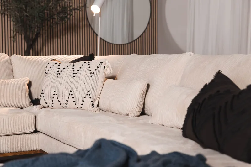 Copenhagen 5-seters Venstrevendt U-formet Sofa med Divan og Sjeselong i Manchester - Beige - Møbler - Sofaer - U-sofa