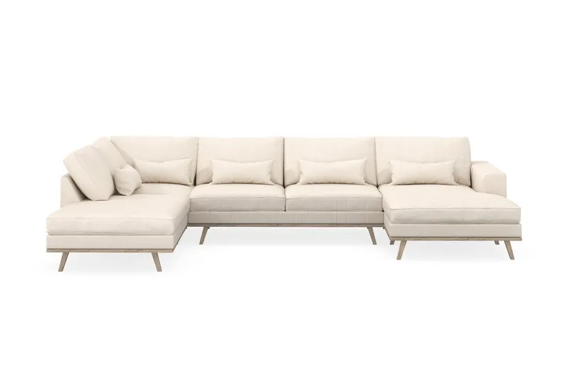 Copenhagen 5-seters Venstrevendt U-formet Sofa med Divan og Sjeselong i Manchester - Beige - Møbler - Sofaer - U-sofa