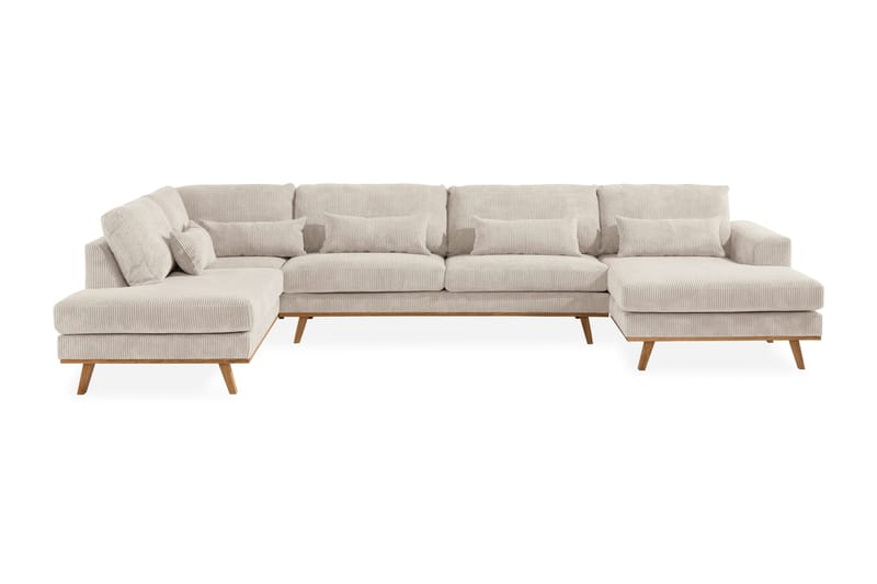 Copenhagen 5-seters Venstrevendt U-formet Sofa med Divan og Sjeselong i Manchester - Beige - Møbler - Sofaer - U-sofa