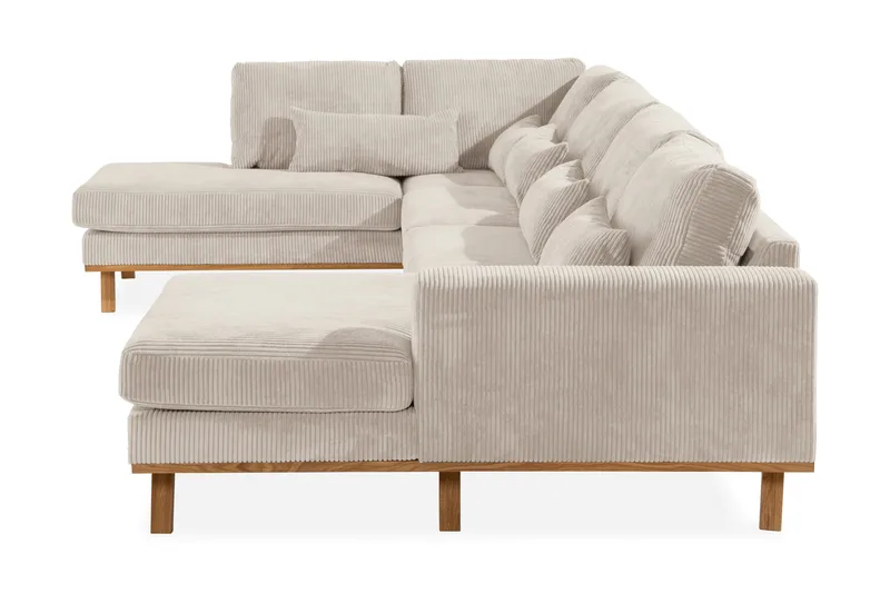 Copenhagen 5-seters Venstrevendt U-formet Sofa med Divan og Sjeselong i Manchester - Beige - Møbler - Sofaer - U-sofa