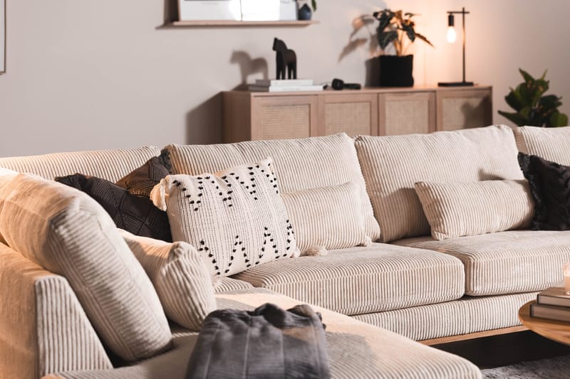 Copenhagen 5-seters Venstrevendt U-formet Sofa med Divan og Sjeselong i Manchester - Beige - Møbler - Sofaer - U-sofa