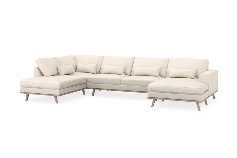 Copenhagen 5-seters Venstrevendt U-formet Sofa med Divan og Sjeselong i Manchester - Beige - Møbler - Sofaer - U-sofa