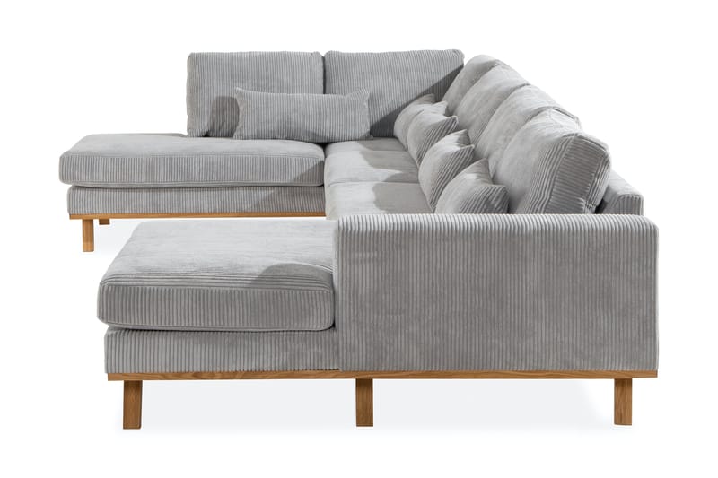 Copenhagen 5-seters Venstrevendt U-formet Sofa med Divan og Sjeselong i Manchester - Lys grå - Møbler - Sofaer - U-sofa