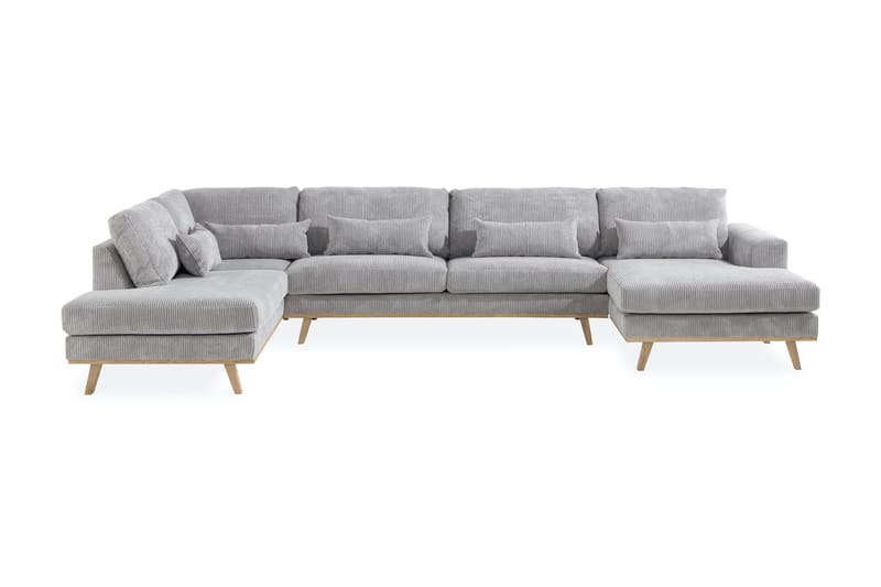 Copenhagen 5-seters Venstrevendt U-formet Sofa med Divan og Sjeselong i Manchester - Lys grå - Møbler - Sofaer - U-sofa
