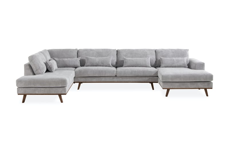 Copenhagen 5-seters Venstrevendt U-formet Sofa med Divan og Sjeselong i Manchester - Lys grå - Møbler - Sofaer - U-sofa