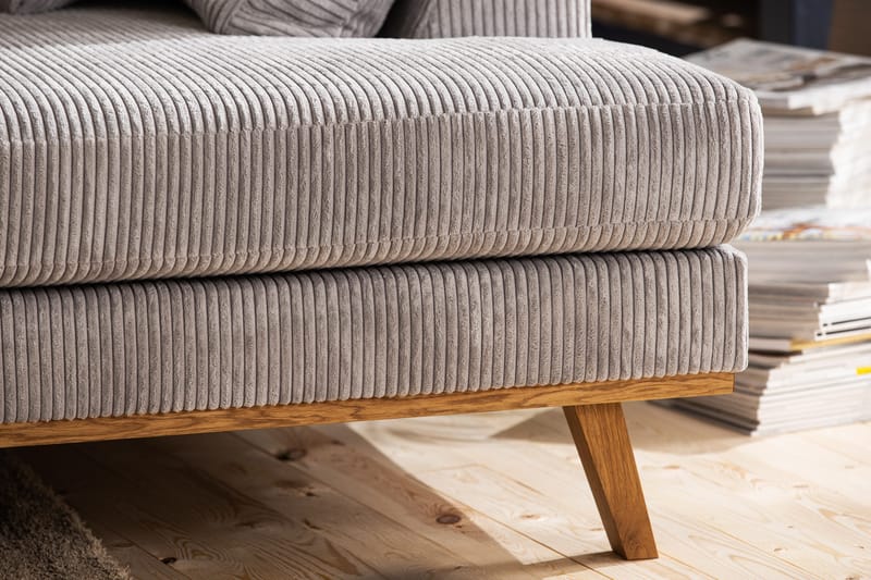 Copenhagen 5-seters Venstrevendt U-formet Sofa med Divan og Sjeselong i Manchester - Lys grå - Møbler - Sofaer - U-sofa