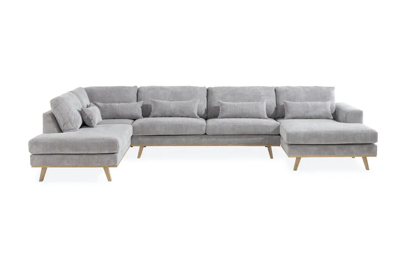 Copenhagen 5-seters Venstrevendt U-formet Sofa med Divan og Sjeselong i Manchester - Lys grå - Møbler - Sofaer - U-sofa