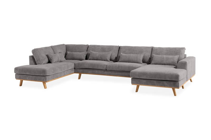 Copenhagen 5-seters Venstrevendt U-formet Sofa med Divan og Sjeselong i Manchester - Mørk grå - Møbler - Sofaer - U-sofa