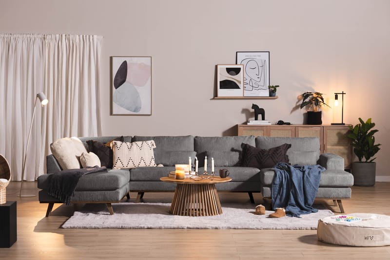 Copenhagen 5-seters Venstrevendt U-formet Sofa med Divan og Sjeselong i Manchester - Mørk grå - Møbler - Sofaer - U-sofa