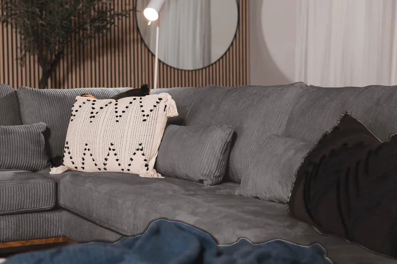 Copenhagen 5-seters Venstrevendt U-formet Sofa med Divan og Sjeselong i Manchester - Mørk grå - Møbler - Sofaer - U-sofa