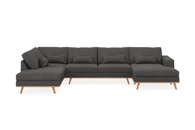 Copenhagen 5-seters Venstrevendt U-formet Sofa med Divan og Sjeselong i Manchester - Mørk grå - Møbler - Sofaer - U-sofa