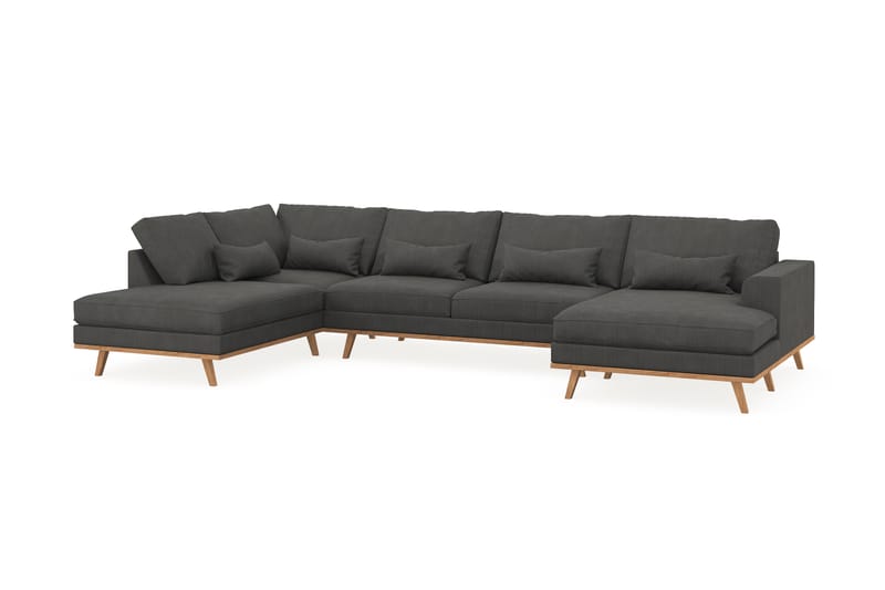 Copenhagen 5-seters Venstrevendt U-formet Sofa med Divan og Sjeselong i Manchester - Mørk grå - Møbler - Sofaer - U-sofa