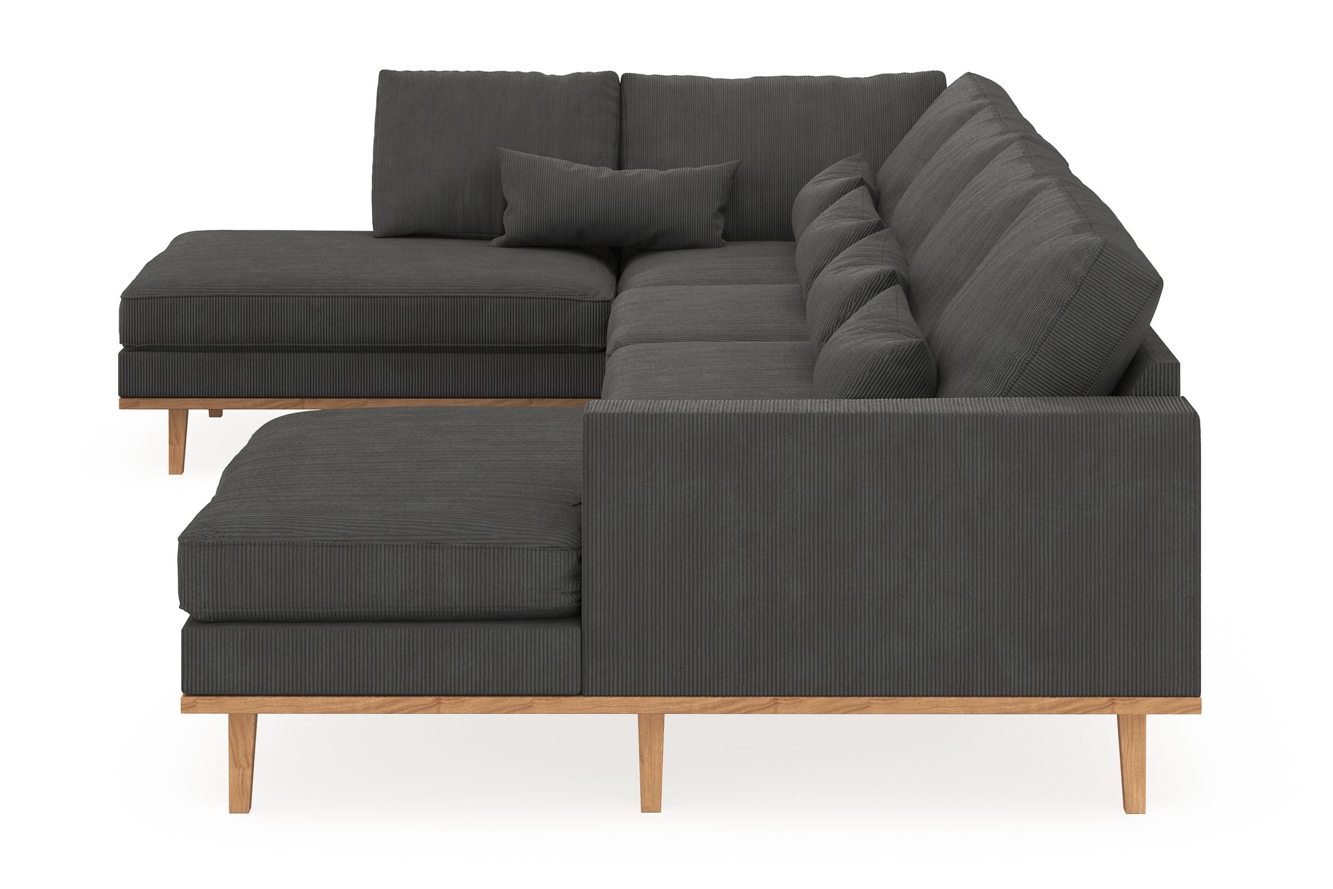 Copenhagen 5-seters Venstrevendt U-formet Sofa med Divan og Sjeselong i Manchester - Mørk grå - Møbler - Sofaer - U-sofa