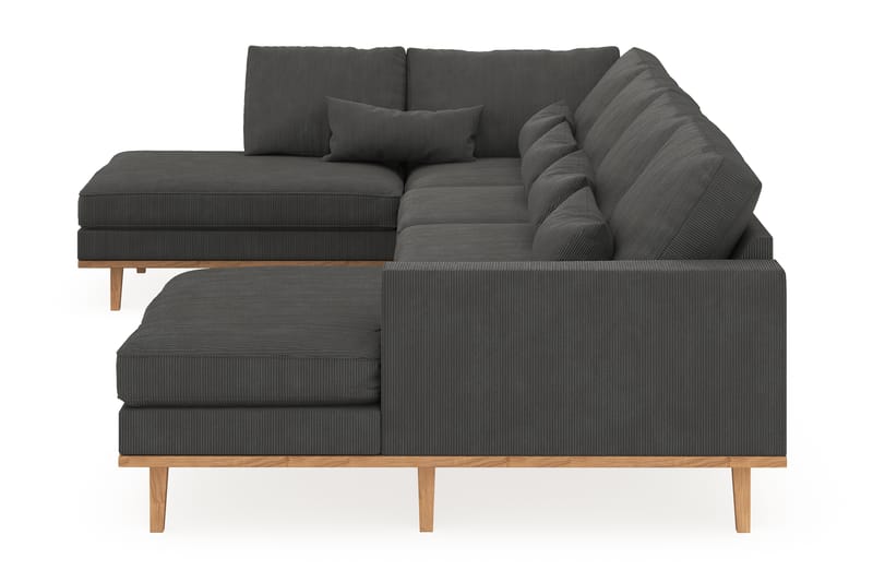 Copenhagen 5-seters Venstrevendt U-formet Sofa med Divan og Sjeselong i Manchester - Mørk grå - Møbler - Sofaer - U-sofa
