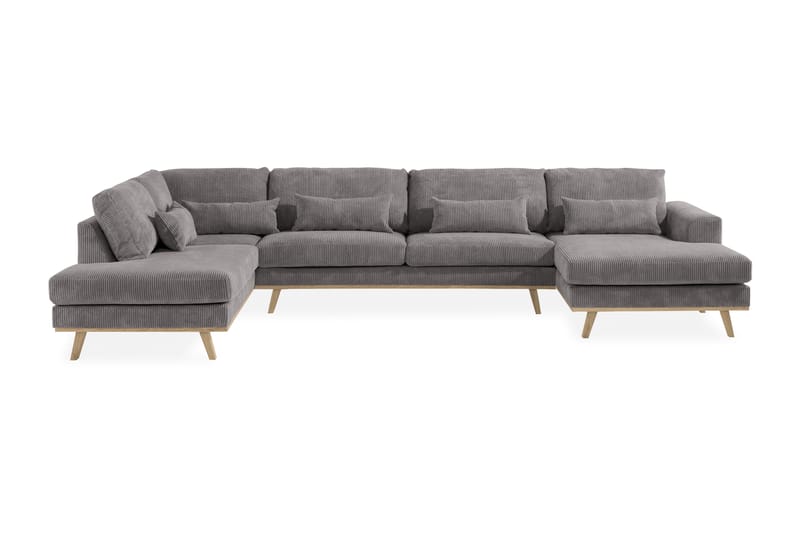Copenhagen 5-seters Venstrevendt U-formet Sofa med Divan og Sjeselong i Manchester - Mørk grå - Møbler - Sofaer - U-sofa