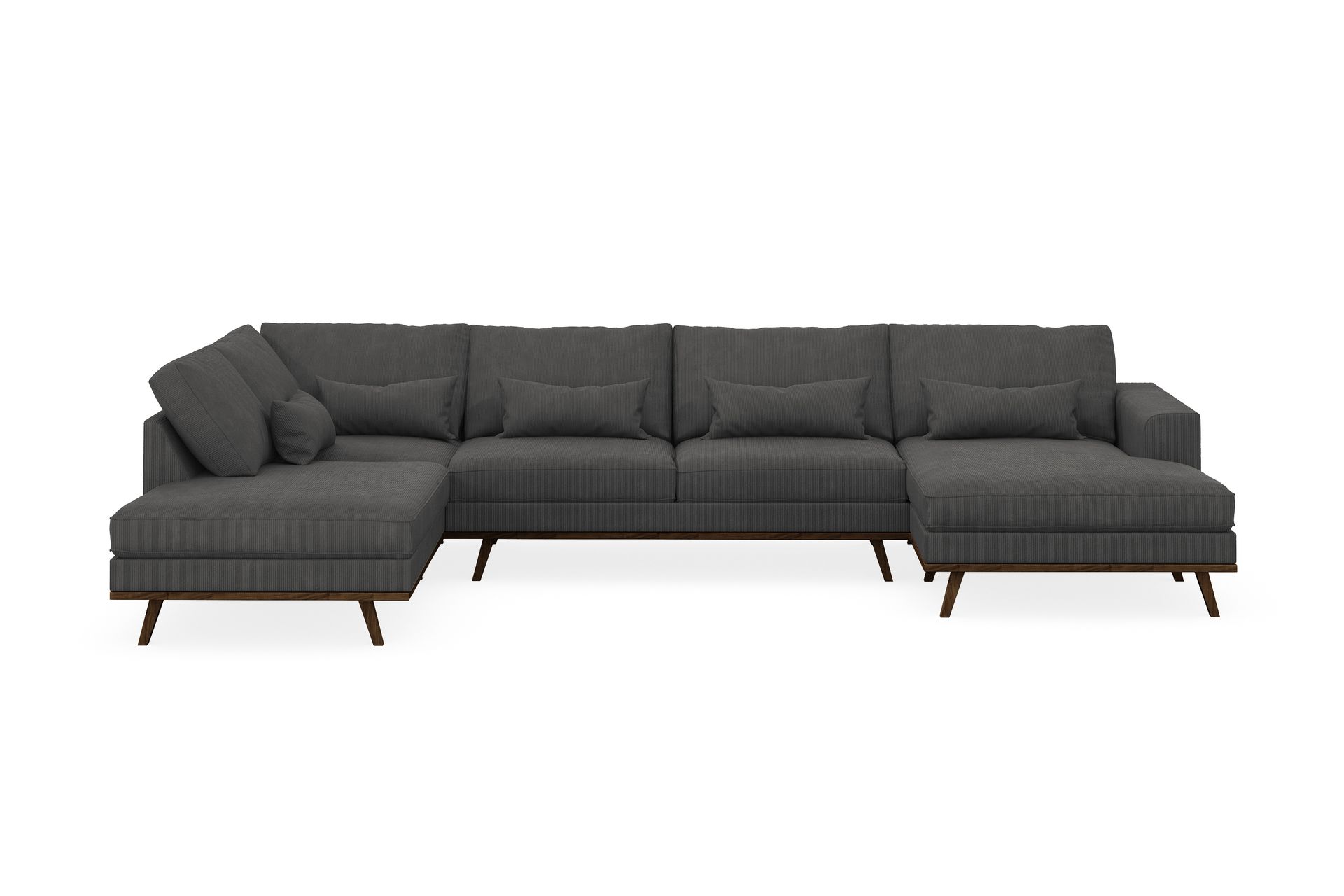 Copenhagen 5-seters Venstrevendt U-formet Sofa med Divan og Sjeselong i Manchester - Mørk grå - Møbler - Sofaer - U-sofa