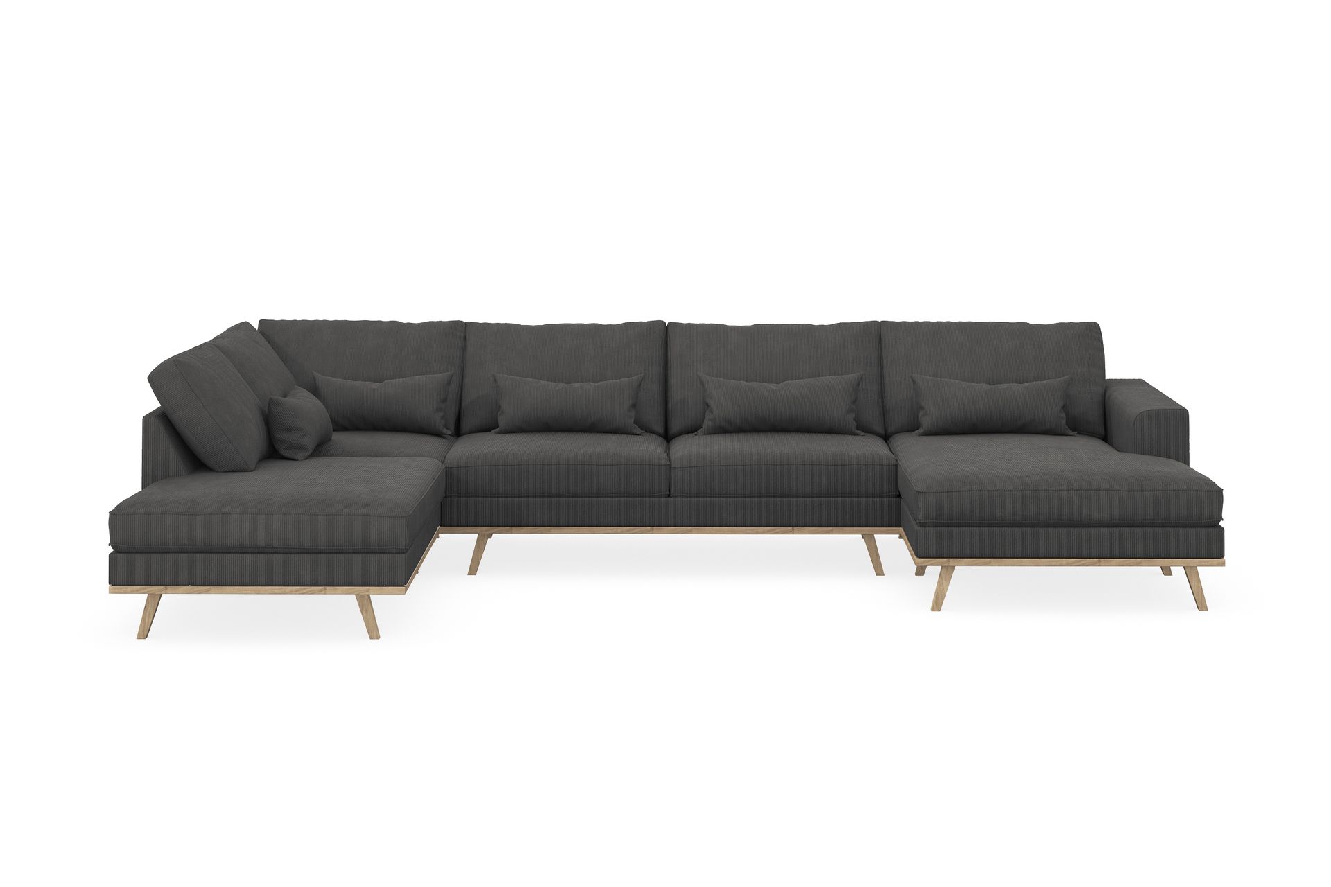 Copenhagen 5-seters Venstrevendt U-formet Sofa med Divan og Sjeselong i Manchester - Mørk grå - Møbler - Sofaer - U-sofa