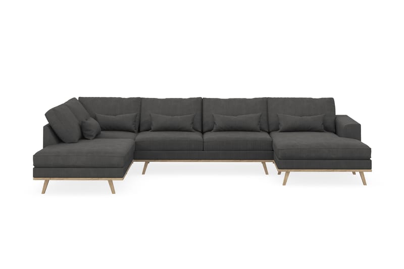 Copenhagen 5-seters Venstrevendt U-formet Sofa med Divan og Sjeselong i Manchester - Mørk grå - Møbler - Sofaer - U-sofa