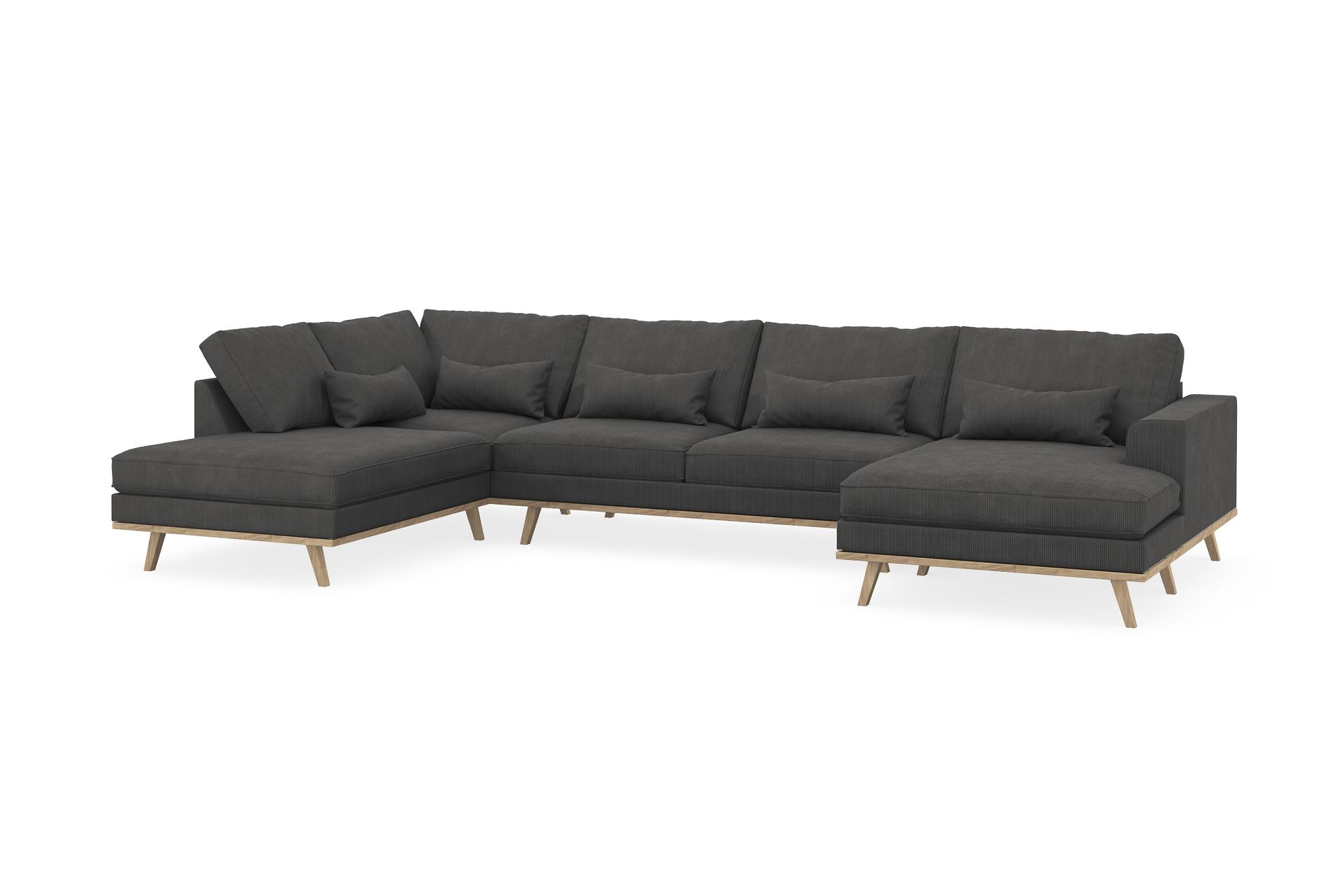 Copenhagen 5-seters Venstrevendt U-formet Sofa med Divan og Sjeselong i Manchester - Mørk grå - Møbler - Sofaer - U-sofa
