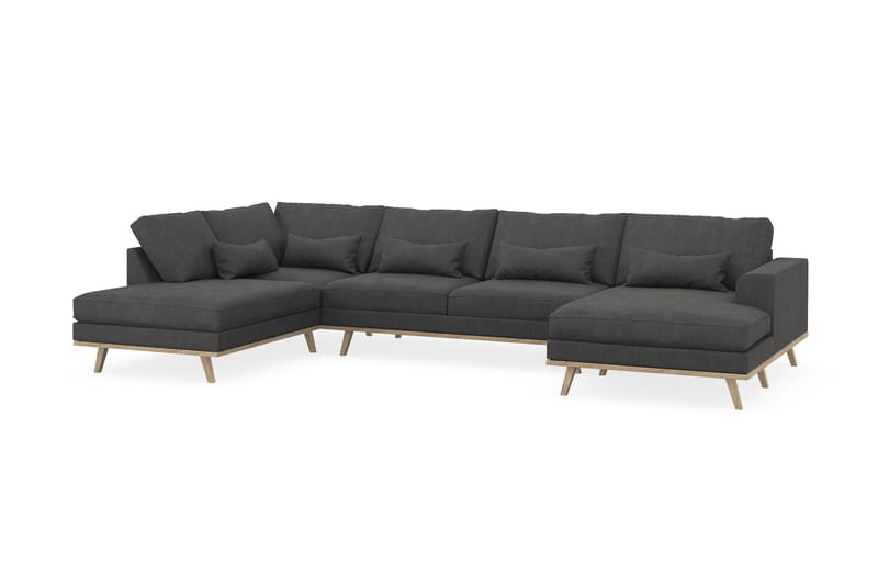 Copenhagen 5-seters Venstrevendt U-formet Sofa med Divan og Sjeselong i Manchester - Mørk grå - Møbler - Sofaer - U-sofa