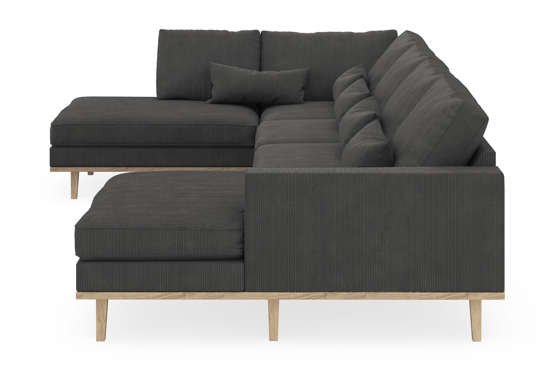 Copenhagen 5-seters Venstrevendt U-formet Sofa med Divan og Sjeselong i Manchester - Mørk grå - Møbler - Sofaer - U-sofa