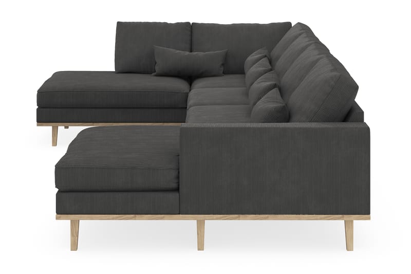 Copenhagen 5-seters Venstrevendt U-formet Sofa med Divan og Sjeselong i Manchester - Mørk grå - Møbler - Sofaer - U-sofa
