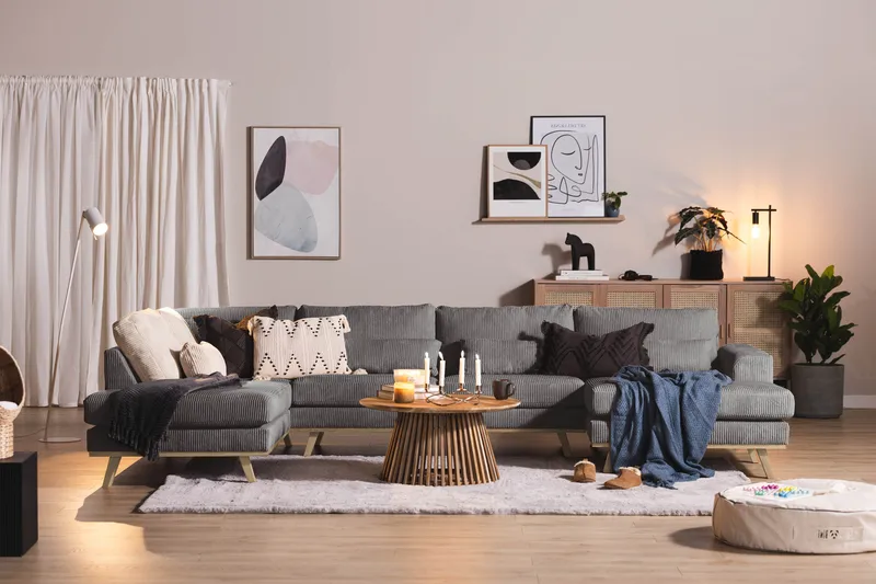 Copenhagen 5-seters Venstrevendt U-formet Sofa med Divan og Sjeselong i Manchester - Mørk grå - Møbler - Sofaer - U-sofa